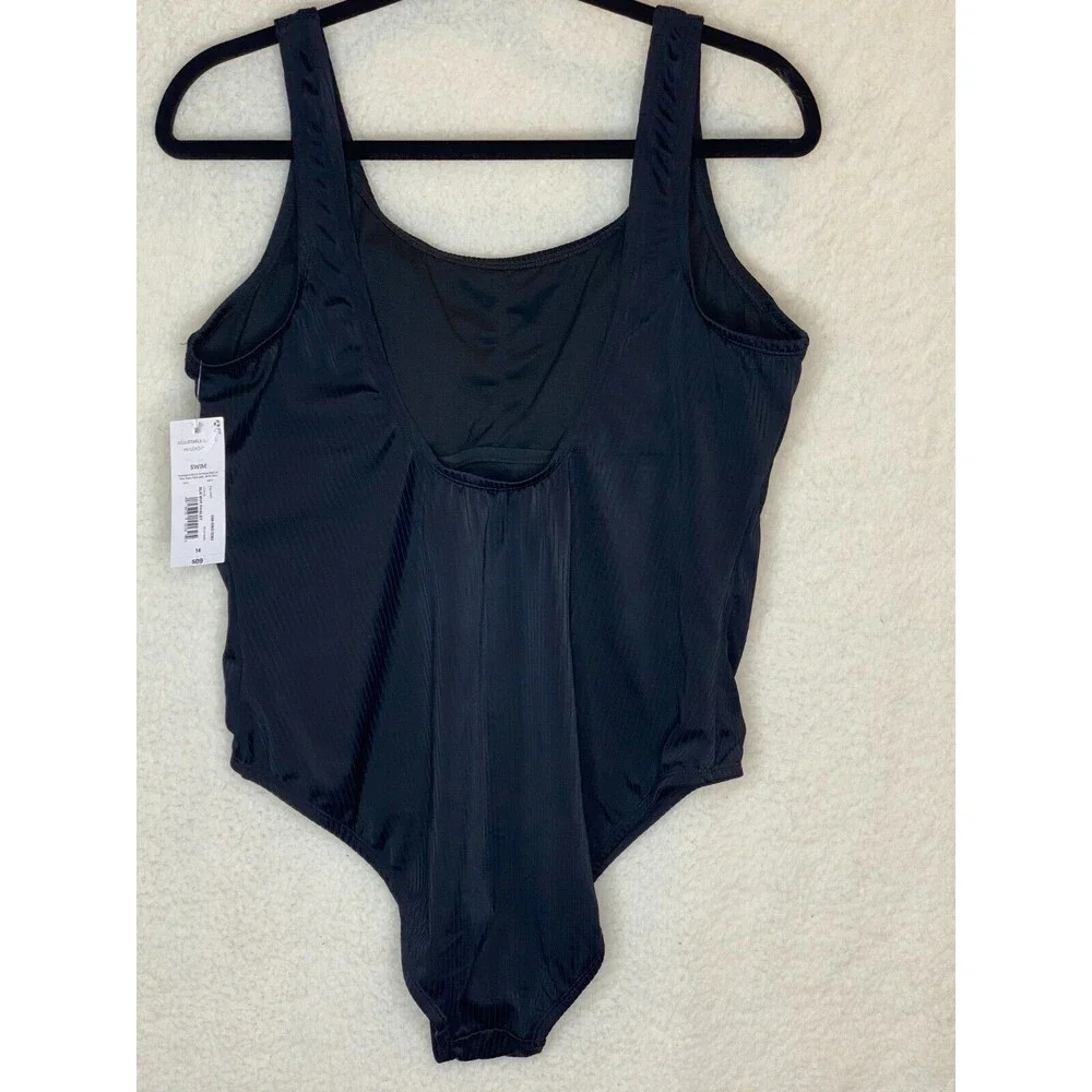 Liz Claiborne Woman One Piece Swimsuit Ribbed Size 14 Bathing Suit Black NEW - Picture 9 of 11